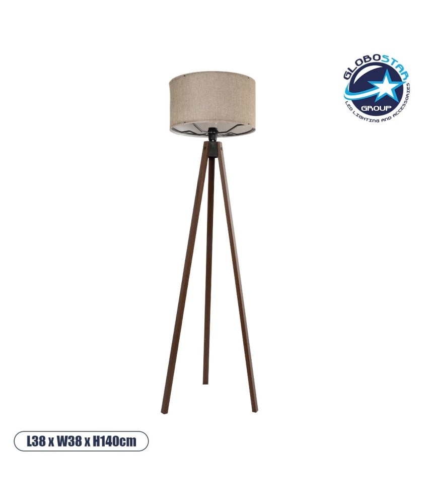 GLOBOSTAR® SAGA 204-0039 Μοντέρνο Επιδαπέδιο Φωτιστικό με Ντουί 1 x E27 AC 220-240V IP20 - Καφέ & Μπεζ - Μ38 x Π38 x Υ140cm